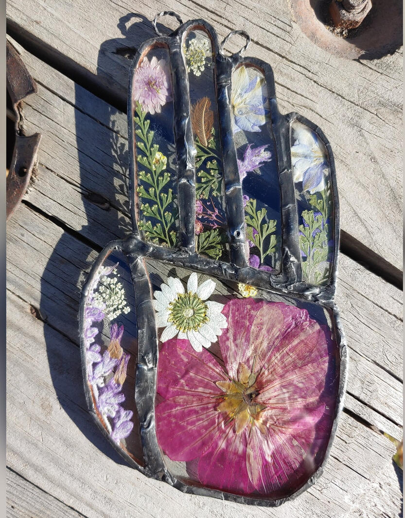 Botanical glass hand